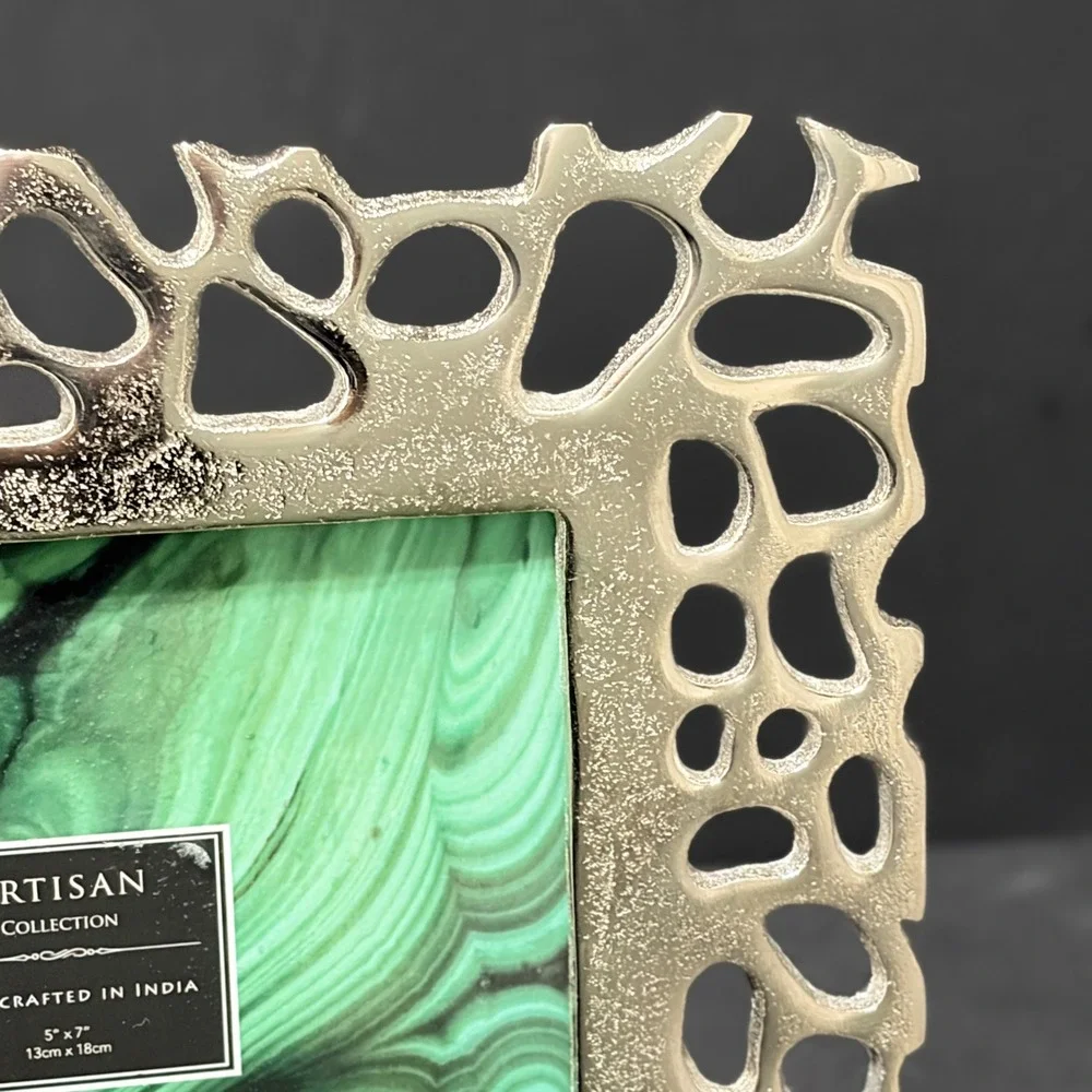 Artisan Collection Silver Openwork Coral Photo Frame 5x7 Handcrafted India